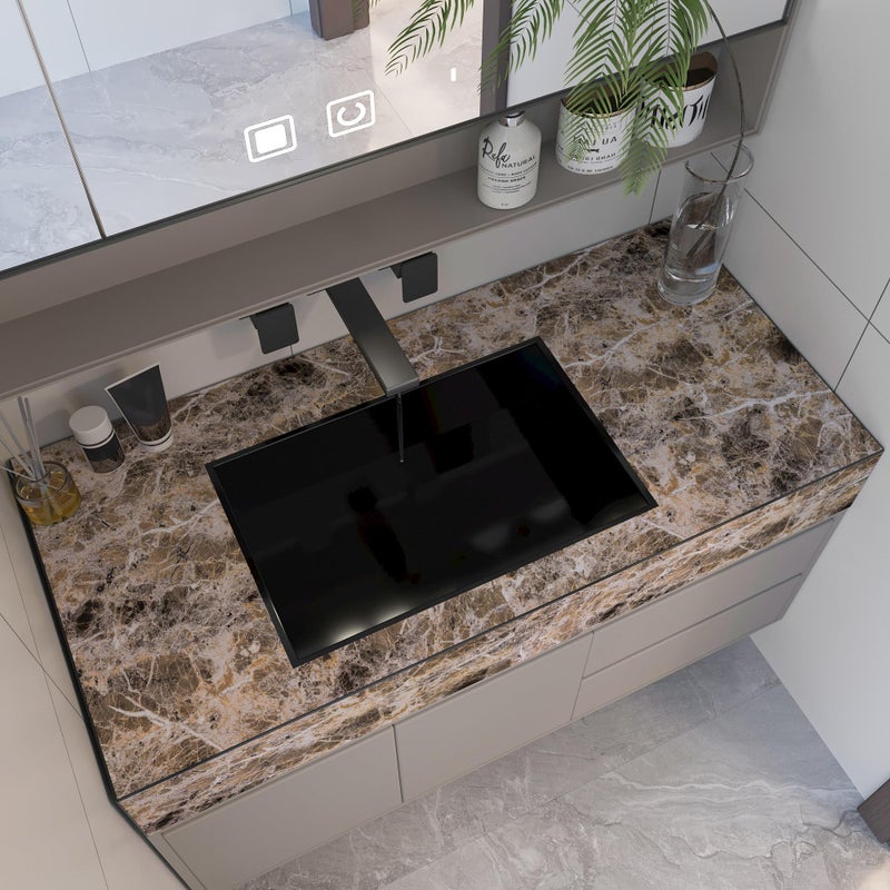 BAYYA 118x16inch Brown Marble Contact Paper Peel and Stick Wallpaper for Kitchen Cabinets Bathroom Granite Countertop Sticker Vinyl Film Self Adhesive Counter Top Covers Waterproof Furniture Stickers - Image 4